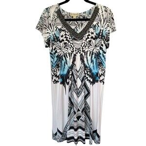 Live and Let Live Multicolor Butterfly beaded Tunic Top NWT Bohemian Sz Small